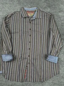 Robert Graham Shirt Mens 2XL Multicolor Striped Flip Cuff Button Up Colorful - Picture 1 of 8