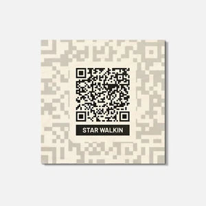 Star Walkin QR Code 4" x 4" Quadratische Holzuntersetzer - Bild 1 von 3