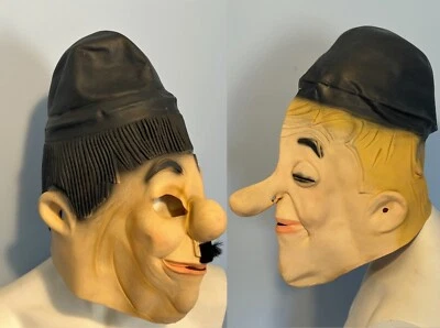 Laurel & Hardy Vintage Rubber Latex Face Masks Vintage Made Sri Lanka Stan Ollie - Image 1 of 4