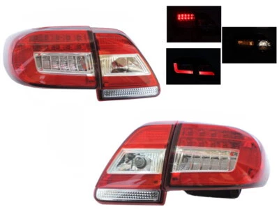 For 2011 2013 Toyota Corolla Altis Red/Clear LED Brake Signal Tail Light Pair - Image 1 of 4