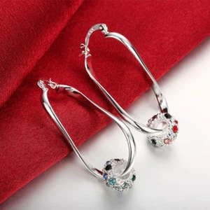 925 Sterling Solid Silver Hoop Pierced Earrings WGE245 - Bild 1 von 8