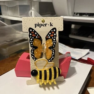 Piper K 2 Large Hair Clips/jaws Butterfly And Bumblebee. Nwt - Picture 1 of 5