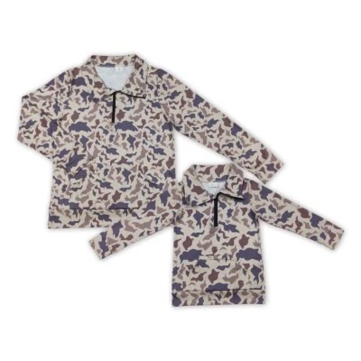 Southern Mommy and Me Hunting Camouflage Half Zipper Pullover Shirt Top - Image 1 of 4