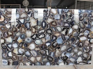 Rectangle Dark Gray Agate Sofa Table Resin Coffee Table Top for Hallway Decor - Picture 1 of 4