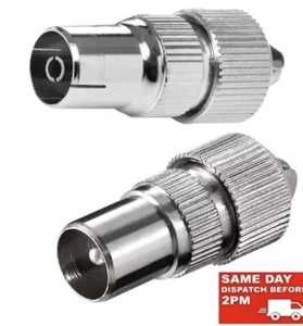 2x CONECTOR ENCHUFE AÉREO TV Enchufe Cable Coaxial RF Coaxial Macho Hembra Acoplador - Imagen 1 de 1