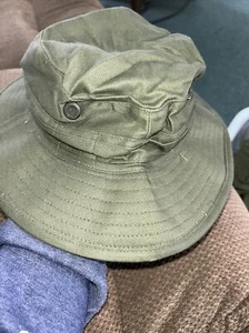 Vintage US Army Military OD Olive Green Boonie Bucket Rave Sun Hat 80s Gorpcore - Picture 1 of 4
