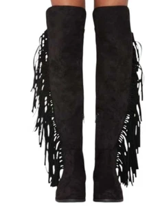 NEU Lust For Life Damen schwarz Wildleder Fransen Overknee Stiefel Größe 6,5 im Karton - Bild 1 von 7