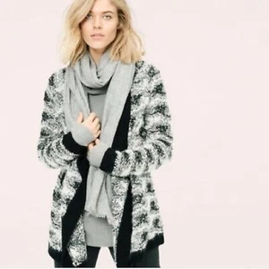 Lou & Grey Women’s Snowbound Open Front Mohair Cardigan Size M Black White - Bild 1 von 10