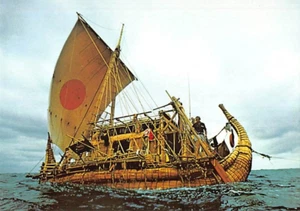 Cartolina: RA II Papiro Barca che attraversa l'Atlantico nel 1970, 4x6 non spedita - Foto 1 di 2