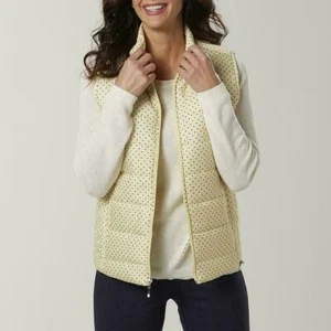 Puffer Vest NEW Lightweight Jacket POLKA DOT Yellow & Blue Size Medium - Picture 1 of 6