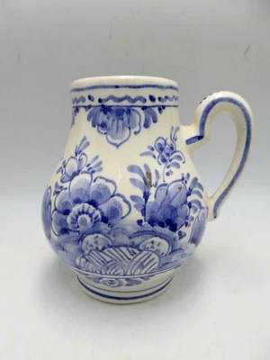 DELFT DUTCH FLORAL BLUE WHITE  CREAMER MILK JUG POTTERY CHINA - Image 1 of 4