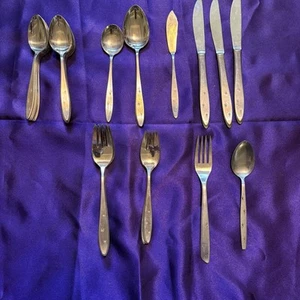 Vintage 1950’s Stylecraft Flatware Starburst Stainless Steel Mix Set 36 Pieces - Picture 1 of 17