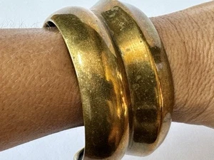 Vintage Cuff Bracelet CHUNKY Brass Artisan Wide MOD Brutalist Festival Boho Chic - Picture 1 of 8