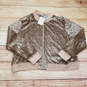 ASOS Jacke Damen 20 Pink Curve Paillettenverzierung Bomber Reißverschluss Party NEU - Bild 1 von 9