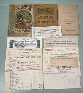 Antico lotto effimeri 1800 Billhead radice di palude almanacco Pennsylvania New York NH - Foto 1 di 19