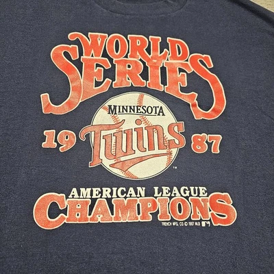 Vintage Minnesota Twins Shirt 1987 World Series Single Stitch Men's 2XL 22" ~M/L - Image 1 of 4