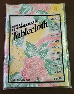 Vintage Vinyl Flannelback Tablecloth 52x70 Oblong Floral NIP - Picture 1 of 6