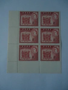 Fiji QEII 1953 SG279 8d deep carmine-red corner block of 6 MNH Royal visit - Picture 1 of 2