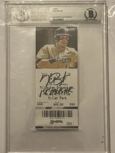 Biglietto firmato KRIS BRYANT Chicago Cubs con prima iscrizione MLB HR - BECKETT CERT - Foto 1 di 3