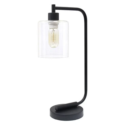 LD1036-BLK Bronson Antique Style Industrial Iron Lantern Desk Bedside Glass S... - Image 1 of 4