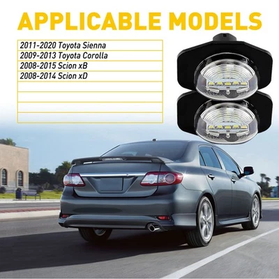 Luz LED de matrícula Fit xB Scion xD Sienna Toyota Corolla SUPER BRILLANTE H Foto 1 de 4