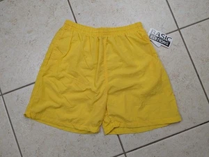 Vtg NWT 90s Swim Trunks Men's Size Medium Yellow Preppy 4.5" Inseam - Picture 1 of 13