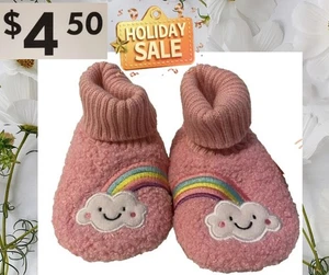 Warner Nation Baby Girls SIZE 5 ( 12 MONTHS TO 14 MONTHS slippers rainbow PINK - Picture 1 of 20