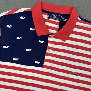 Vineyard Vines Poloshirt Herren XL rot weiß blau Flagge USA American Patriotic - Bild 1 von 9
