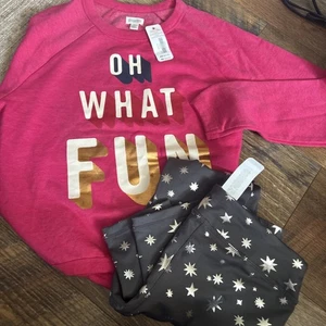 NWT New Girls Gymboree Outfit Sweatshirt Leggings Size 10-12 Sz L Retail 61$ - Picture 1 of 7