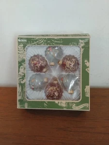 VINTAGE VECCHIO VETRO DECORAZIONI ALBERO DI NATALE PALLINE X6 IN SCATOLA - Foto 1 di 17