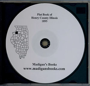 Henry Co Illinois IL 1893 Atlas plat book genealogia storia proprietari terrieri CD - Foto 1 di 1