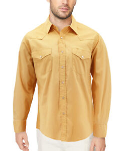 Men's Western Cowboy Long Sleeve Pearl Snap Button Slim Fit Stretch Dress Shirt