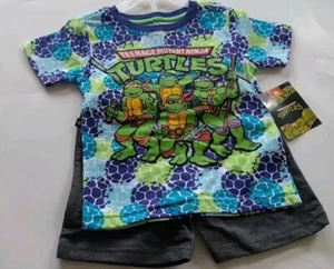 Teenage Mutant Ninja Turtles 2pc Toddler Boys Blue, Green Short Set Size 2T - Picture 1 of 8