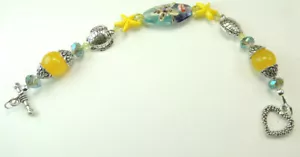 Bracelet with Starfish Lampwork Howlite Starfish Jade Handcrafted Jewelry - Picture 1 of 1