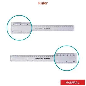 NATARAJ 621 Scale 30cm/300mm/12"inch Clear Plastic High Quality Strong Ruler Set - Picture 1 of 5