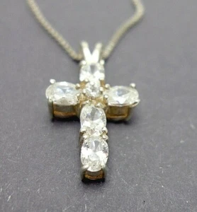 63. hübscher Kreuz Kruzifix Anhänger Zirkonia klar Venezianer Kette 925er Silber - Bild 1 von 4