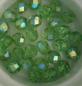 30 PERIDOT AB CZECH GLASS FIRE POLISH BEADS 8MM COLOUR NO. X5050 - Picture 1 of 6