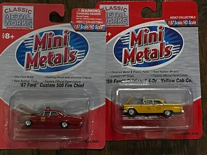 2 pack Classic Metal Works Ford Fairline & Custom 500 Fire Chief and Yellow Cab - Picture 1 of 3