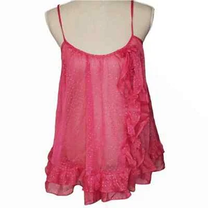Victoria’s Secret Pink Sheer Polka Dot Ruffle Babydoll Sleepwear Size S - Picture 1 of 6