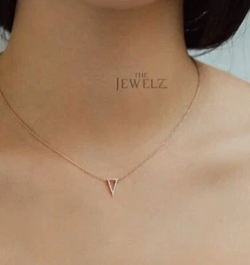 14K Gold 0,15 KT VS/F-G Diamant Pfeilspitze Charm Anhänger Halskette Feinschmuck - Bild 1 von 4