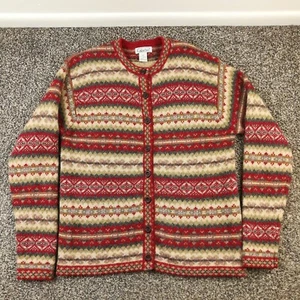 Vintage Gallagher Sweater Womens Small Shetland Wool Cardigan Fair Isle - Picture 1 of 11