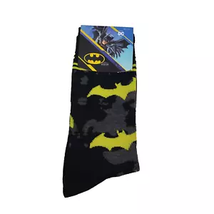 DC Comics Unisex Adult One Size Batman Black Yellow Graphic Novelty Crew Socks - Picture 1 of 3