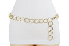 Women Gold Metal Thick Chain Chunky Links Dressy Style Belt Size XS S M L XL XXL