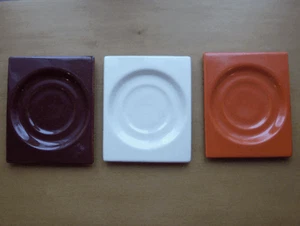 Metlox RARE Pintoria square saucer set~Prouty dinnerware~1930s~multicolors-NR - Picture 1 of 11