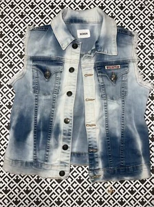 Hudson Girls Denim Cut Off Trucker Sz L Blue Wash Button Front Youth - Picture 1 of 6