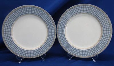 PAR DE PLATOS DE CENA ROYAL DOULTON PROVENZA AZUL A CUADROS 11" DIA Foto 1 de 4