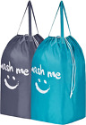 HOMEST 2 Pack Wash Me Travel Laundry Bag with Handles, Square Base Can Carry Up