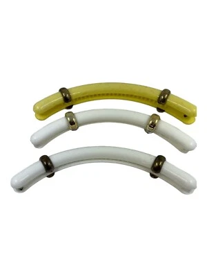 Vintage Cascade Hair Clip 80s Bananna Pony Tail Holder Yellow White Set Of 3 - Image 1 of 4