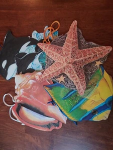 4 Nautical Beach Ocean Paper Gift Bags Shell~Fish~Orcas~Sand Dollar - Picture 1 of 6