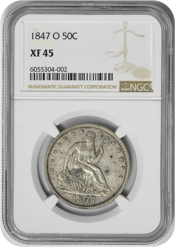 1847-O Liberty Seated Silver Half Dollar EF45 NGC Cover